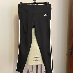 Women’s Black Leggings Adidas Sz Large Side Stripes